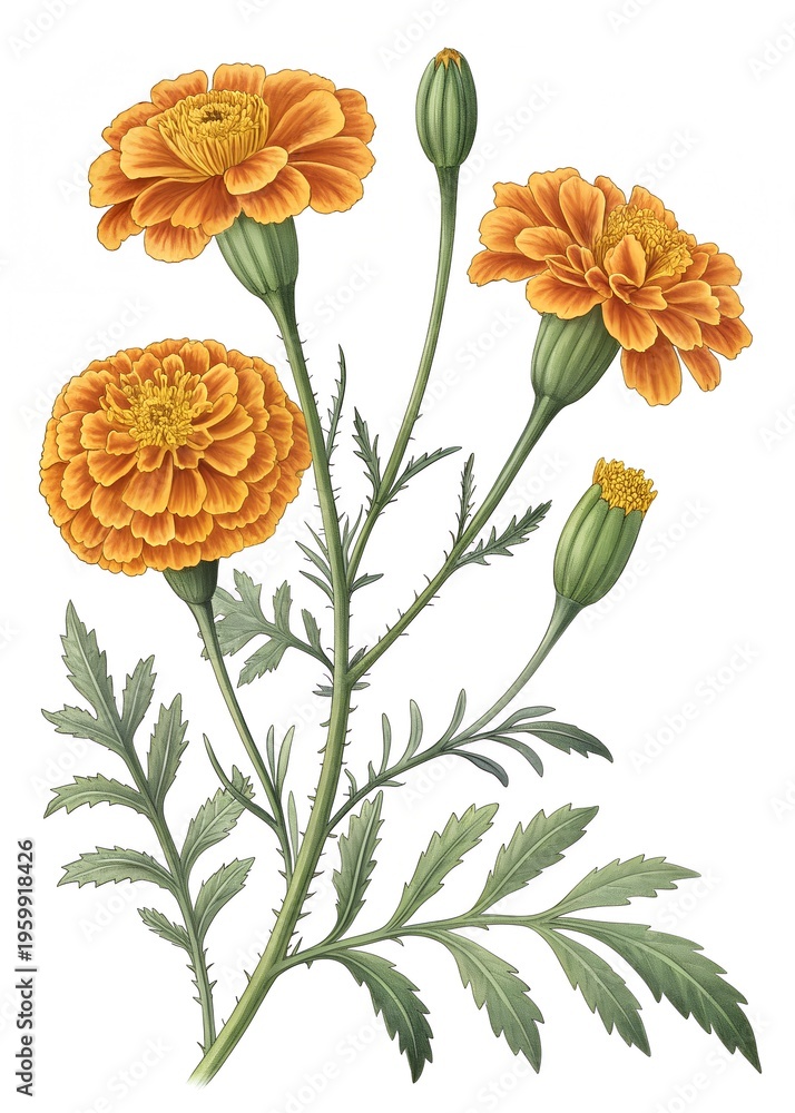 Obraz premium Set of orange flowers isolated on white background