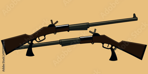 The black silhouettes of two classic winchester repeating rifles vector illustration
