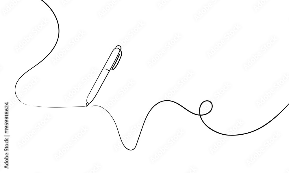 Fototapeta premium Pen, continuous line drawing. Concept of education in line art, international education day. Vector illustration