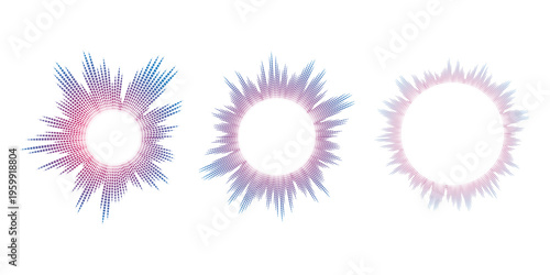 Circular Sound Wave Frames Set – Abstract Radial Audio Spectrum Rings Gradient Music Visualization