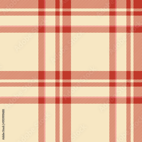 Retail check textile fabric, no people seamless texture pattern. Lumberjack tartan background plaid vector in red and light colors.