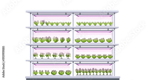 Vertical Farm with LED Grow Lights for Sustainable Urban Agriculture & Hydroponic Plant Cultivation