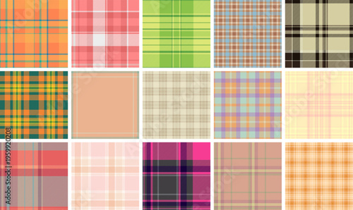 Plaid collection ideal for home textiles, apparel, and gift wrapping. Vector files maintain crisp detail.