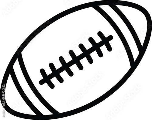 Black outline of american football on transparent background