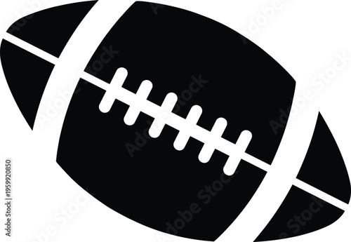 Black silhouette of american football on transparent background
