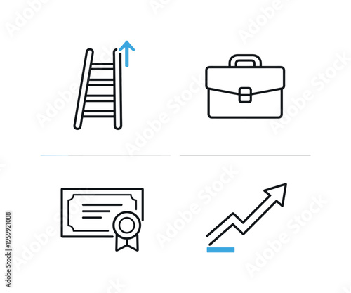 Career growth and professional development in a structured business environment focused on skill improvement, progression, and long-term success, a ladder representing advancement