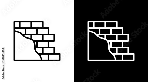 Brick Wall White Icon Set Design