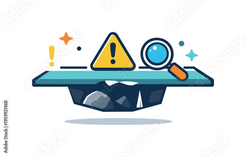 Hidden obstacles and unseen risks affecting progress in planning or execution, a smooth path interrupted by a small concealed gap beneath a surface line symbolizing unexpected