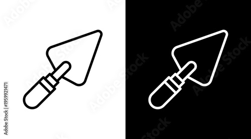 Trowel White Icon Set Design