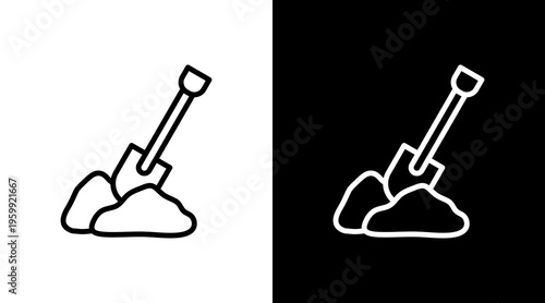 Shovel White Icon Set Design