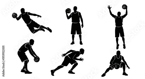 Basketball Player Silhouettes: Dynamic Poses of Athletes in Action