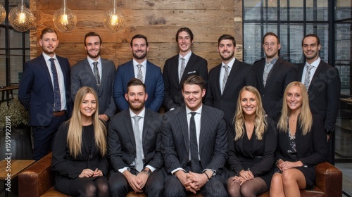Group of professionals posing together in business attire