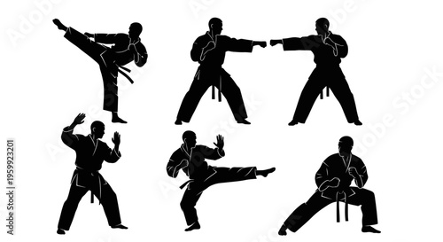 Karate Silhouette Collection: Dynamic Martial Arts Poses