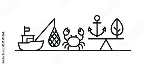 Sustainable ocean resources and responsible fishing practices highlighting balance between human needs and marine ecosystem preservation for long-term environmental health, fishing