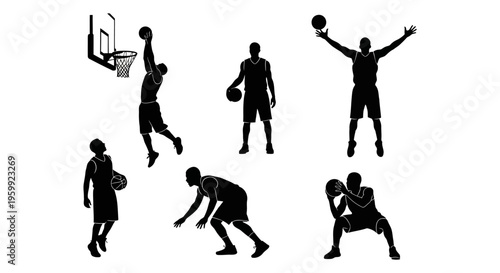 Basketball Player Silhouettes: Action Poses