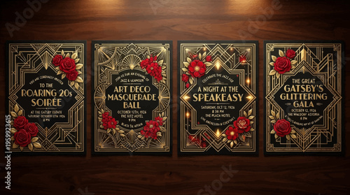 Vintage invitation cards for masquerade parties.