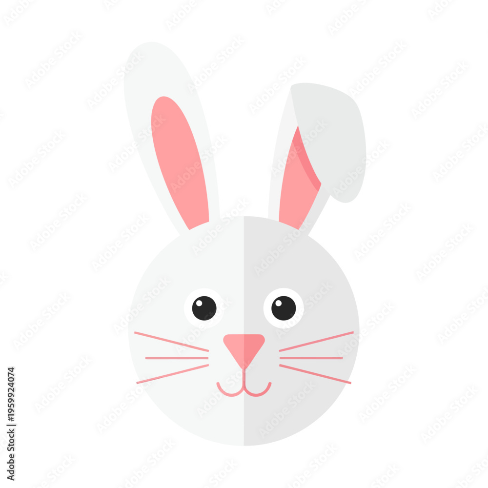 Obraz premium cute easter bunny face with pink ears and carrot vector illustration