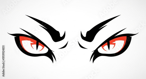 Angry Anime Eyes Closeup Portrait.