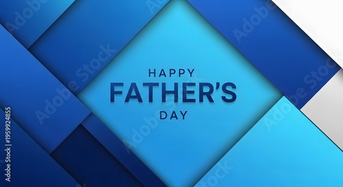 Happy Fathers Day celebration blue geometric background design