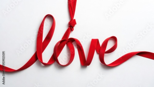 Red ribbon spells out 