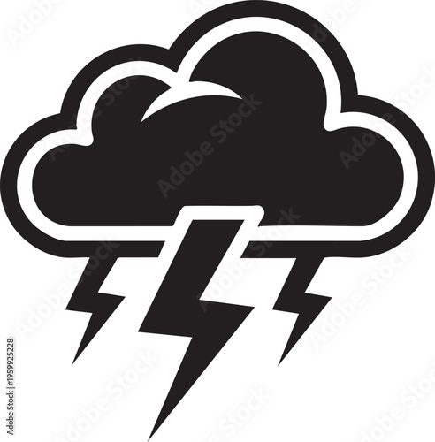 A stormy weather icon depicts a dark cloud with lightning bolts.