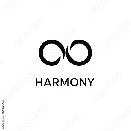 Harmony logo featuring an infinity symbol, representing balance and connection.