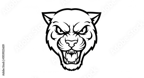Angry Panther Head Illustration.