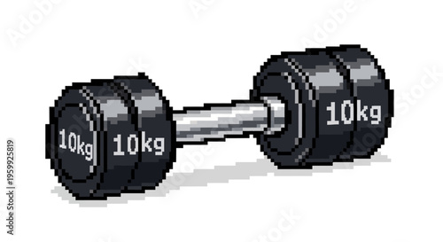 Pixel Art Dumbbell Weight for Fitness and Exercise.