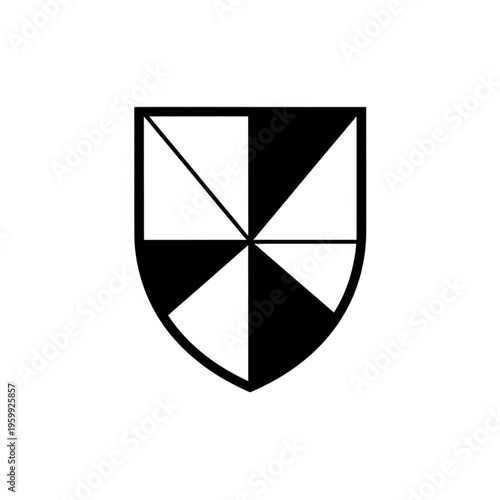 Heraldic Shield with Gyronny Pattern in Black and White.