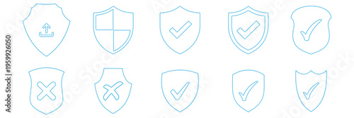 Tableau sur toile Shield check mark icon or security shield protection icon with tick symbol