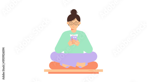 Woman Meditating Peacefully in Lotus Pose.