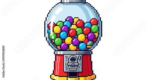 Pixel Art Gumball Machine Filled with Colorful Candies.