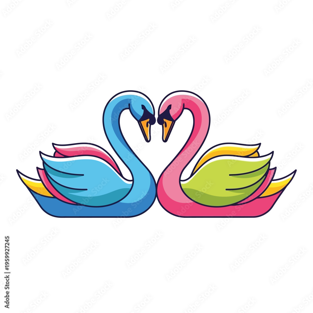 Fototapeta premium Two Swans Forming a Heart Shape Symbolizing Love.