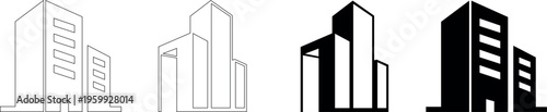 Fotografie Set of building icon outline and silhouette style vector for architectural desig