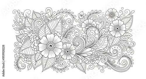 Black and white floral pattern.
