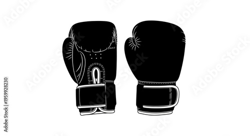 Black boxing gloves on white background fighting equipment sports gear combat sports fitness and training