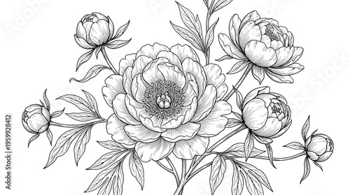 A beautiful bouquet of peony flowers.