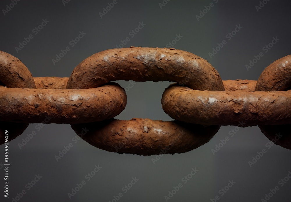 Fototapeta premium close up of a rusty metal chain against a dark background.