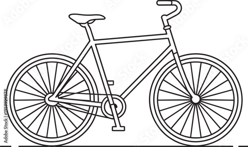 Outline illustration of a classic road bicycle with spoked wheels and handlebars