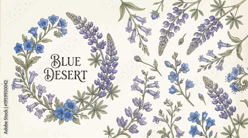 Vibrant floral pattern with purple flowers.