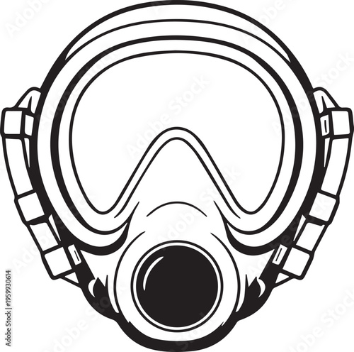 3D gas mask icon isolated on white background for safety and protection design