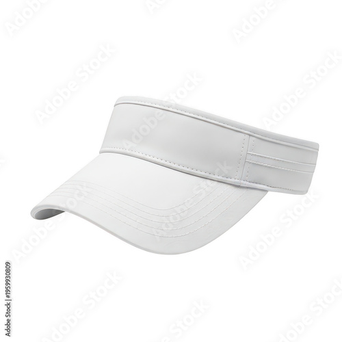Plain white sun visor hat for sports and outdoor summer activities, isolated on transparent cutout png.