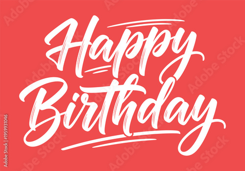 A festive digital birthday card with a bold white 'happy birthday' message on a vibrant red background for celebrations and greetings