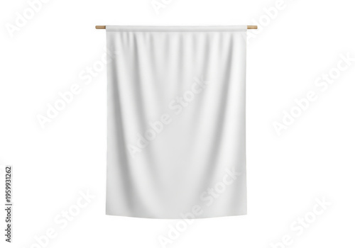 Elegant sheer white curtain hanging gracefully on a rod isolated on transparent background