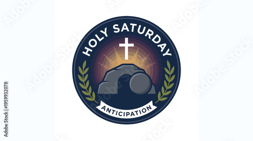 Holy Saturday Emblem Depicting Empty Tomb and Cross