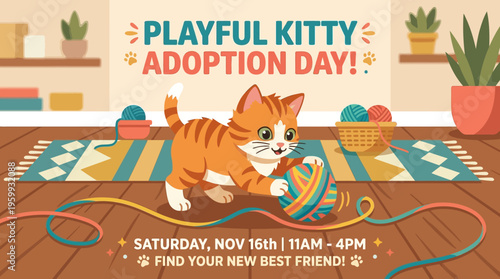 Playful Kitty Adoption Day Announcement