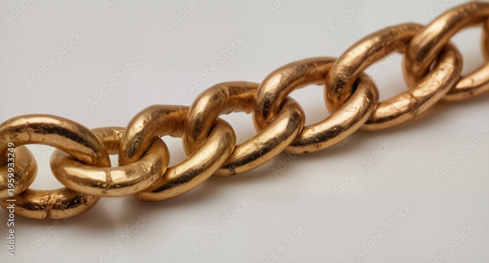 Fototapeta premium close up of a textured gold chain on a white background.