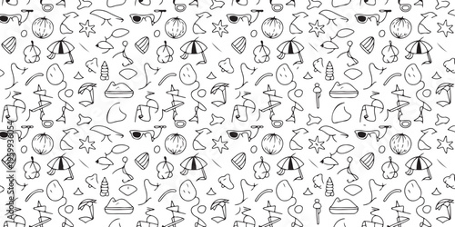 Beach icons pattern for textile repeat
