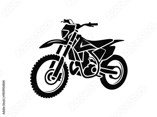Dirt bike engine and suspension components silhouette