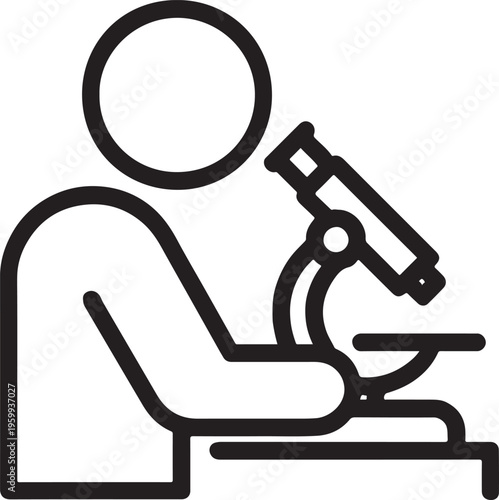 Scientist using laboratory microscope research vector icon